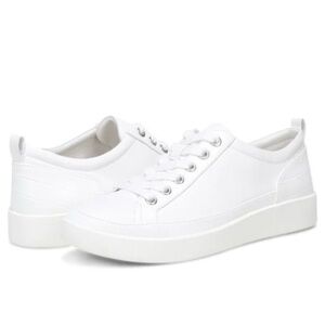 Like New Vionic Womens Winny White Lace-Up Sneakers Size 7.5 White Leather